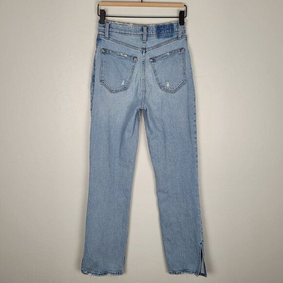 Abercrombie & Fitch Size 25S The 90s Straight Ultra High Rise Jeans Side Slits - Picture 6 of 13